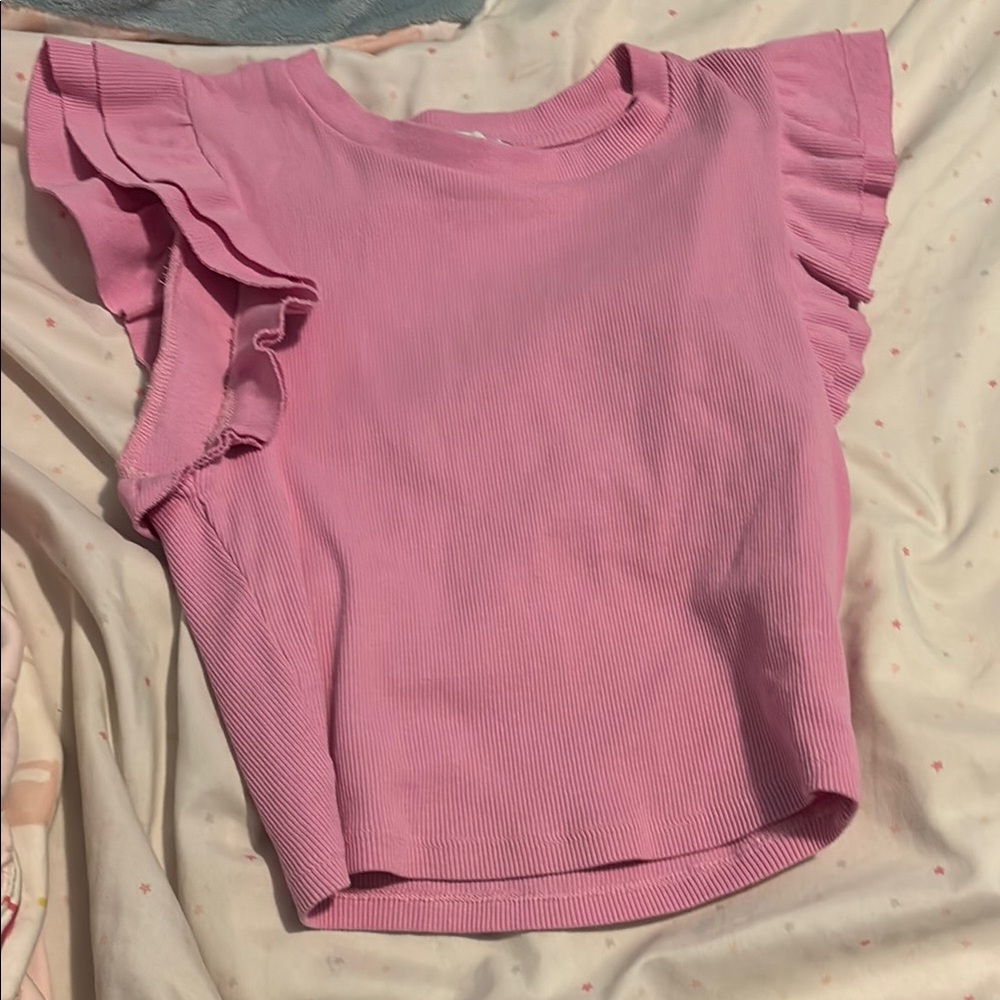 Zara Pink Ruffle Sleeve Tee